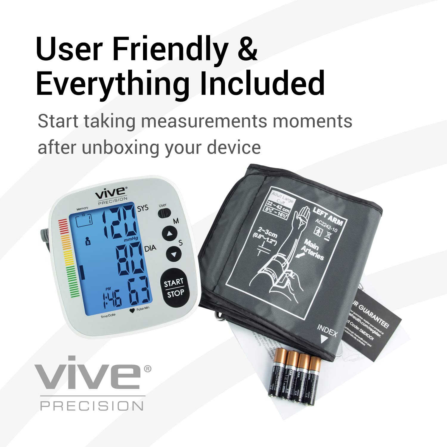 Vive Precision Blood Pressure Cuff Heart Rate Monitor Machine