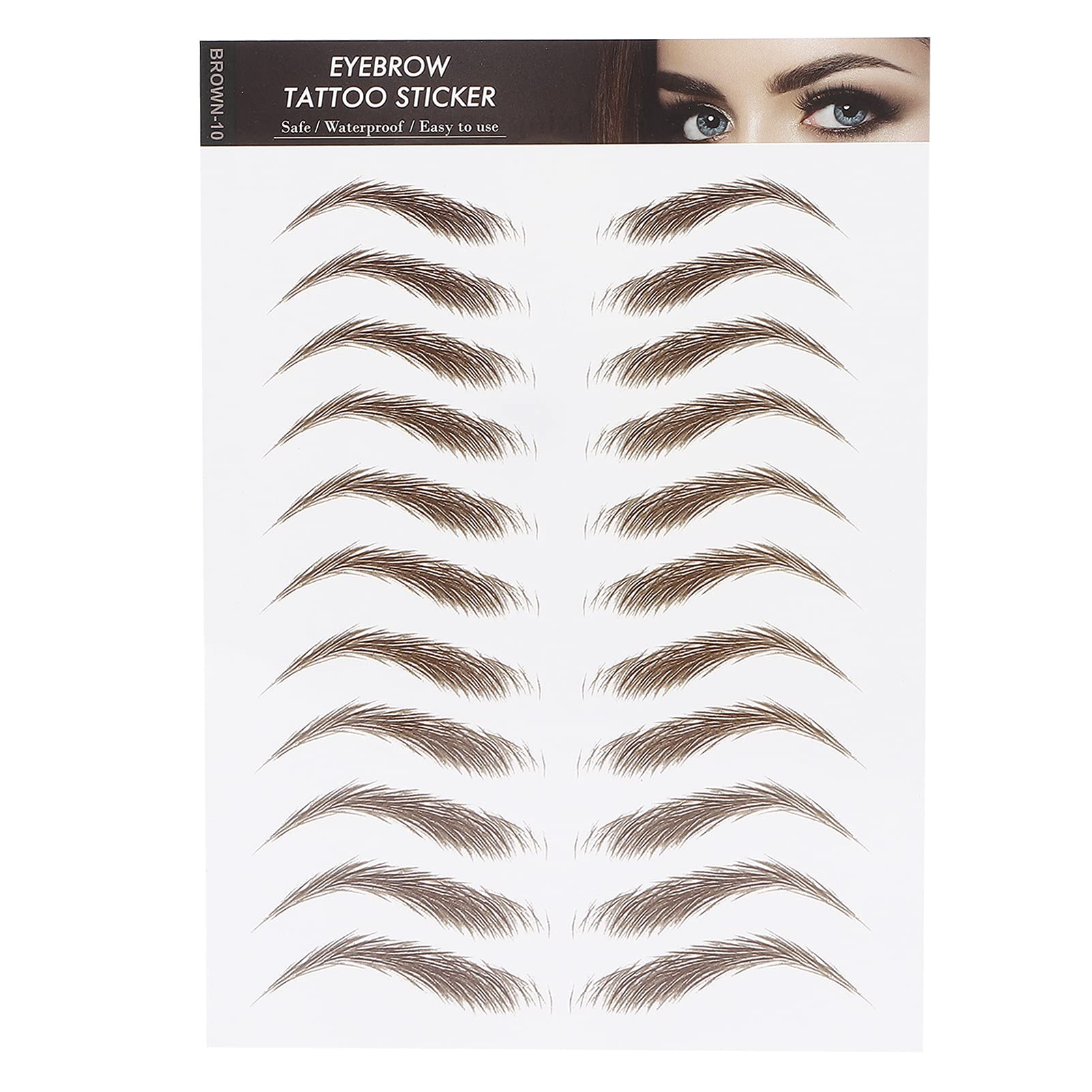 Professional Waterproof Eyebrow Grooming & Shaping Tattoo Stickers for Women (BROWN-10)