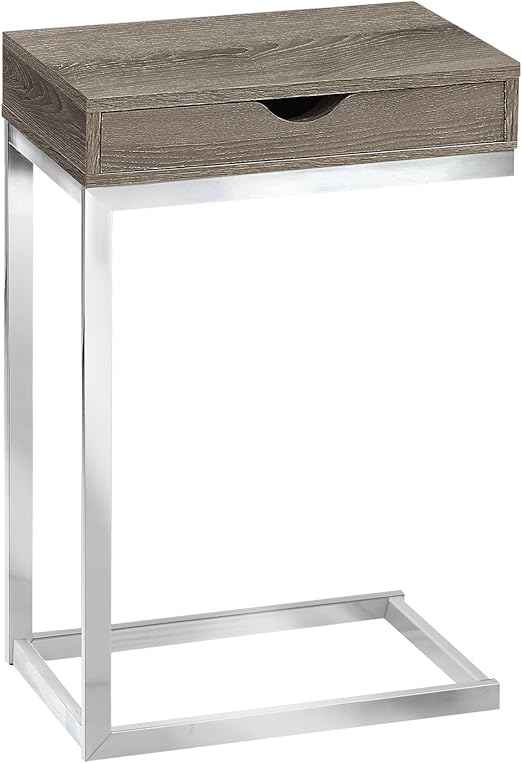 Amazon Com Monarch Specialties C Accent Table With Drawer Chrome Metal Base Dark Taupe Furniture Decor