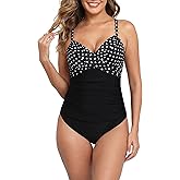 Halcurt Women's Twist Front Push Up One Piece Swimsuit Ruched Tummy Control Full Coverage Bathing Suit