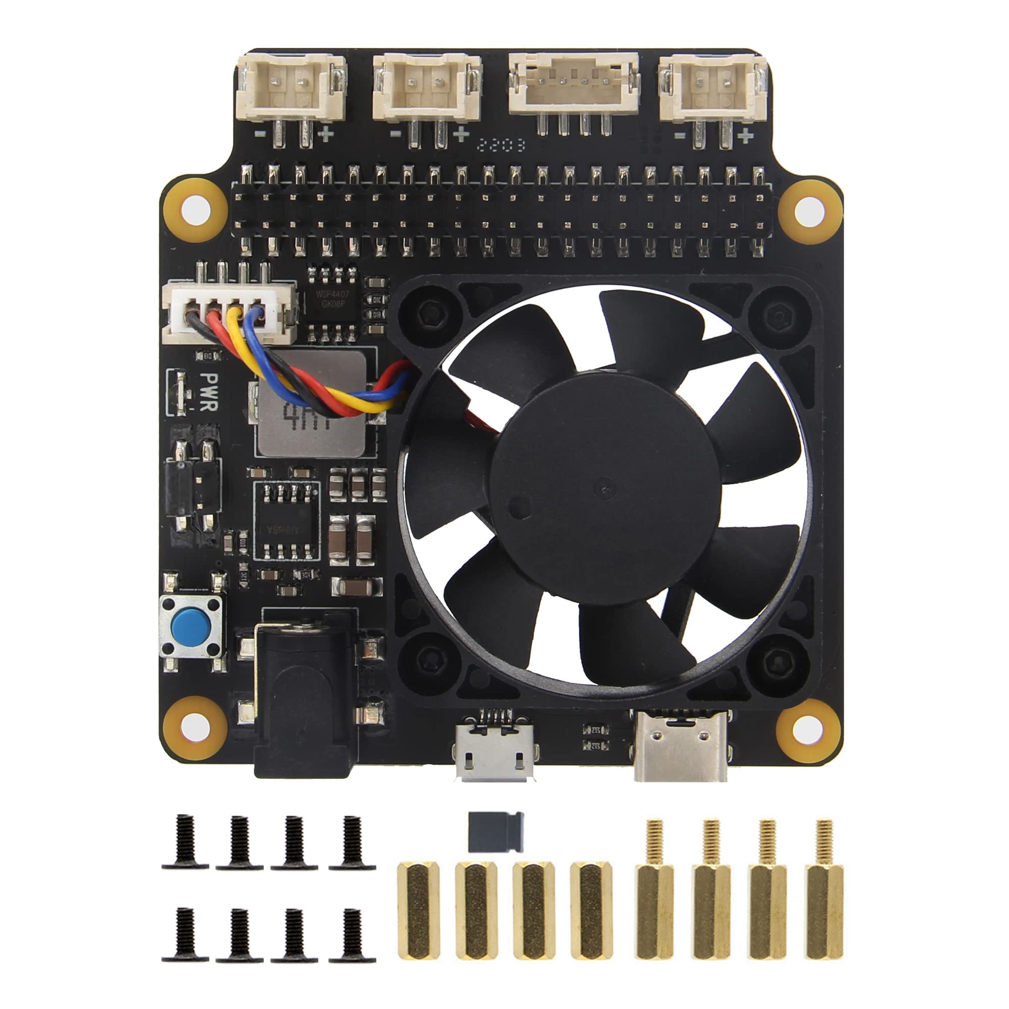 Geekworm X735 V3.0 Expansion Board with PWM Cooling Fan & Safe Shutdown & DC 6V-30V Width Voltage Input for Raspberry Pi 5/ Raspberry Pi 4/ 3B+/ 3B / 2B