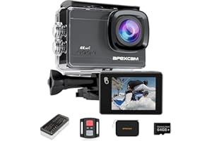 Apexcam M90 Action Camera with 64GB Card Touchscreen Sport Camera 4K60FPS 64MP WiFi EIS Image Stabilization Underwater Camera