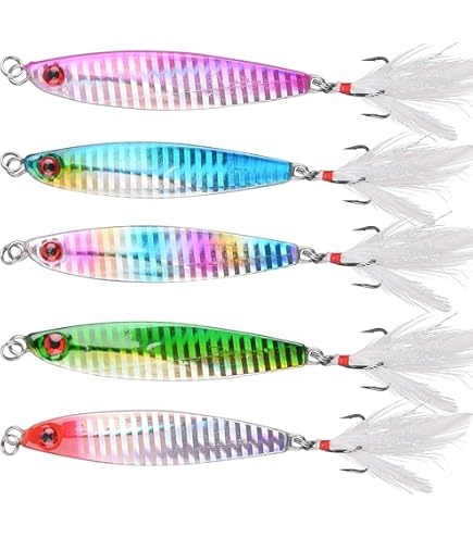 Glow Slow Pitch Jigs Double Assist Hook Saltwater Lead Jigging Lures With Portable Jig Bag
