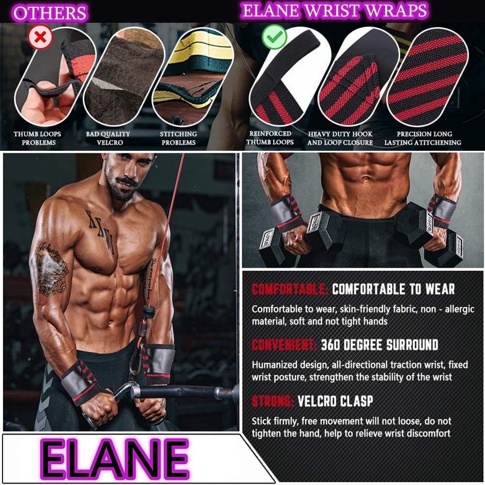 ELANE 2PCS/Pair Wrist Straps Support Braces Wraps for Powerlifting, Bodybuilding, Weight Lifting, Strength Training, Sports, One Size fits All Men& Women (Left and Right) (Camouflage Green) : Sports & Outdoors