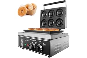 Julymoda Commercial Electric Donut Maker,110V 1550W Commercial Electric Doughnut Donut Machine,6 Holes Double-Sided Heating Donut Maker,Non-stick Electric Doughnut Maker for Home and Commercial Use