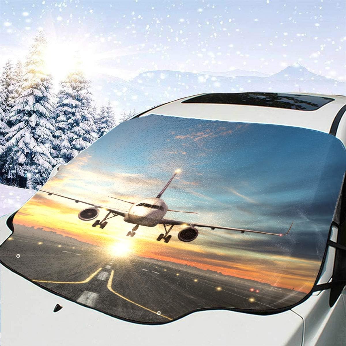 Sun Shade For Car Windows Passengers Airplane Landing Airport Runway Beautiful