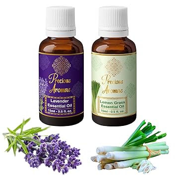 Precious Aromas Lavender & Lemongrass Essential Oil, 15 ml (Pack of 2)