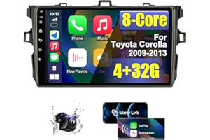 FIUFUL 4+32G 8 Core Android Car Radio Stereo for Toyota Corolla 2009 2010 2011 2012 2013 with Wireless CarPlay/Android Auto, HD Touchscreen Car Radio with AM/FM/RDS Backup Camera WiFi