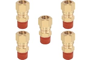 HASAOMOI 5PCS Air Brake Nylon Tubing Brass Union Fitting, 3/8" Tube OD x 1/4" NPT Thread Air Compression Straight Union Fittings for Nylon Hose with DOT Approved for Truck Trailers