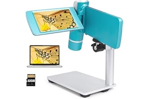 Andonstar AD203 Handheld Digital Microscope, Portable Pocket Microscope with 4 inch Screen for Kids and Adults, Metal Bracket, Blue USB Coin Microscope, Supports PC, Electronic FHD Video Microscope