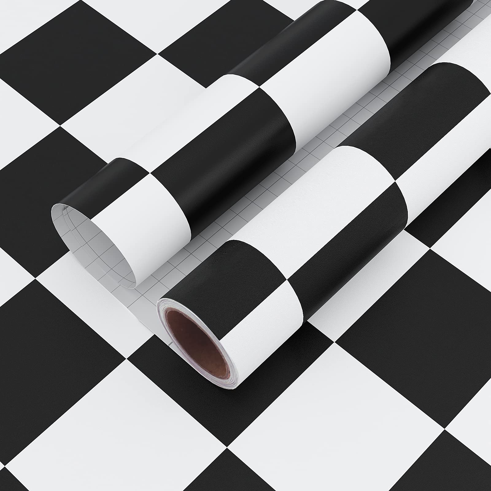 VaryPaper Black White Wallpaper 40cm×8m Checked Contact Paper Peel and Stick Kitchen Cupboard Stickers Washable Furniture Vinyl Wrap Worktop Covering Backsplash Bathroom Toilet Bedroom Removable
