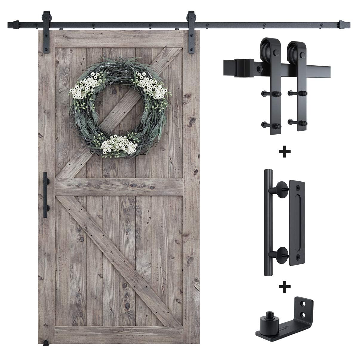 Photo 1 of SMARTSTANDARD 8.2 FT Barn Door Hardware Kit -Sliding Barn Door Track - Smooth and Quiet - Easy to Install - Includes Step-by-Step Installation Instructions - Fits 48" Wide Door Panel (J Shape Hanger)