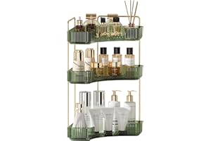 YCIA&DONE Bathroom Organizer Countertop, 3 Tiers Bathroom Sink Counter Organizer Corner, Vanity Organizer,Skincare Organizers,Perfume Organizer,Makeup Organizer(Vintage Green)