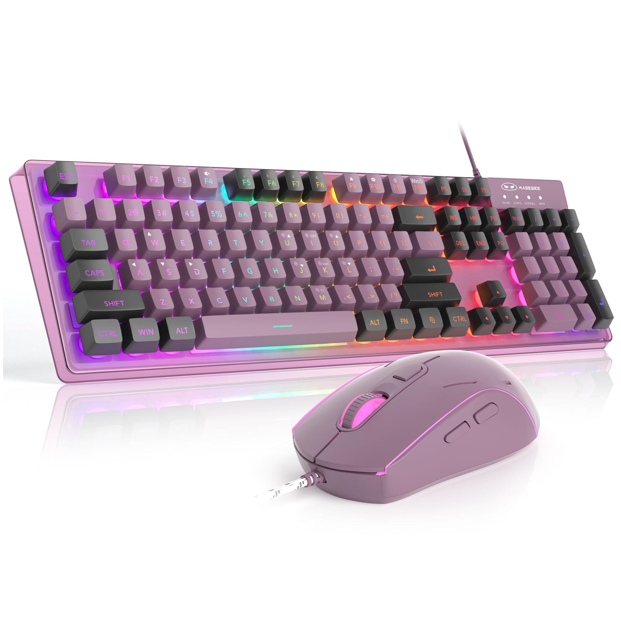 Photo 1 of MageGee Gaming Keyboard and Mouse Combo, K1 RGB LED Backlit Keyboard with 104 Key Computer PC Gaming Keyboard for PC/Laptop (Blackcurrant)