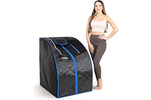 TopMaster Foldable Infrared Sauna, Portable Sauna for Home, Sauna Tent Sauna Box Portable, Indoor Portable Sauna with Foldable Chair, Wired Controller - Sauna Box for Home 1050W Power, Max 140°F Black