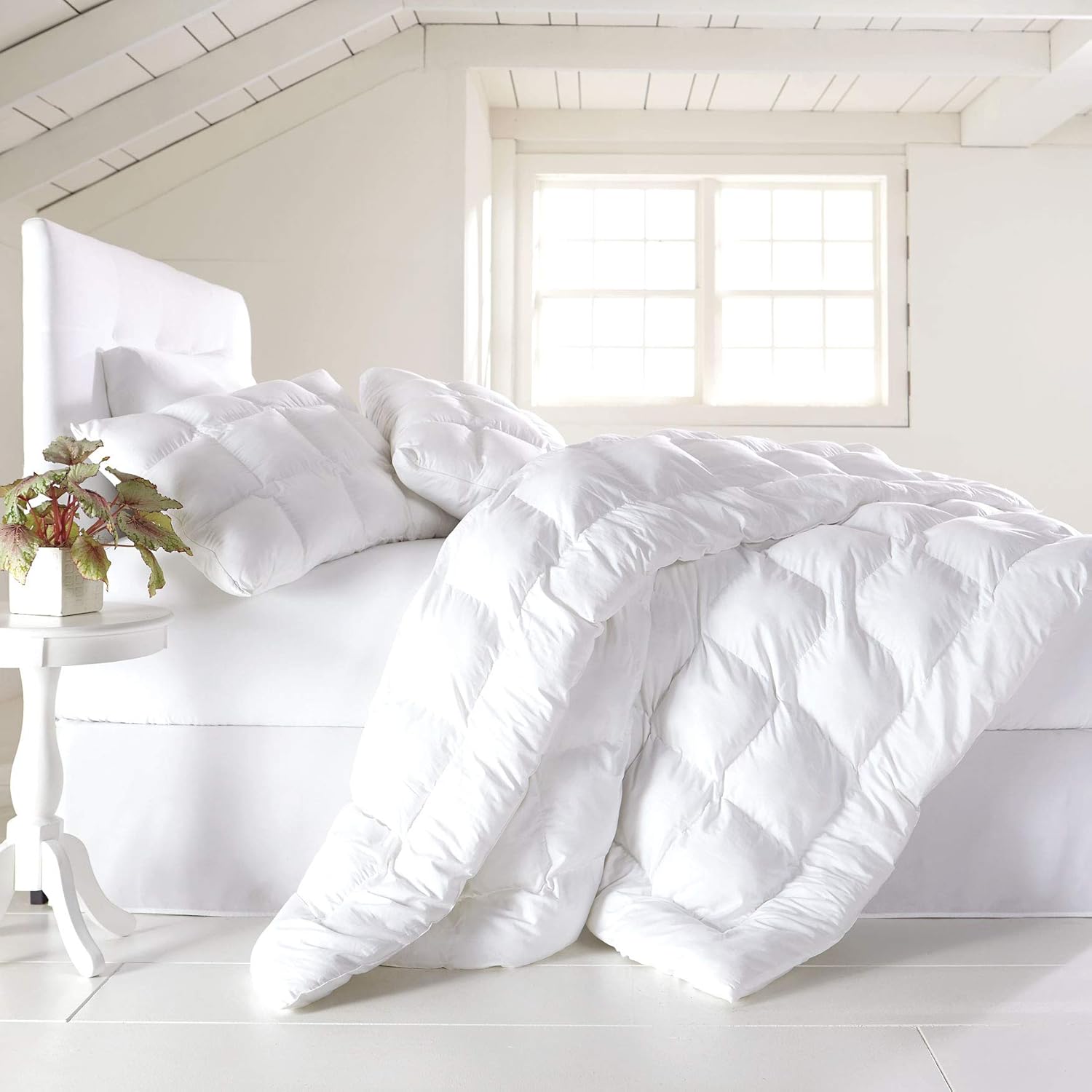 BrylaneHome 200Tc Cotton Puff Comforter White, Twin