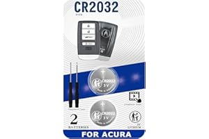 UUAM Key Fob Replacement Batteries for Acura (2014-2025)(RDX MDX TLX ILX TL Integra RLX ZDX ADX RL NSX) (4 or 5 Button)Smart Remote Fob, 2 Pack CR2032 Batteries for Car Remote Key (Check Fitment Guide)