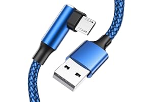 EWUONU Micro USB Cable 90 Degree [2 Pack 6.6FT] for Fire 7 HD8, Samsung Tablets, Galaxy S7 S6 Edge J8 J7, Xbox One, PS4 Controllers, Camera and More – Right Angled Micro USB Charging Cable