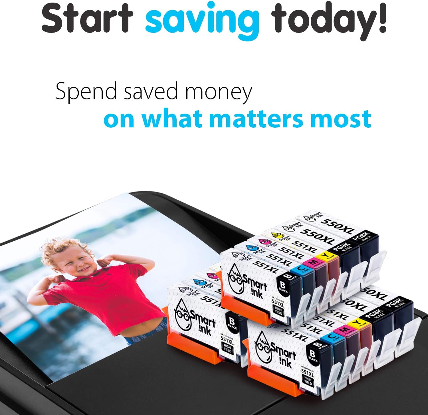 Smart Ink Compatible Ink Cartridge Replacement for Canon PGI 550 550XL CLI 551 551XL (6 PGBK & 3 BK/C/M/Y 18 combo pack) to use with PIXMA MG5450 MG5650 MX725 MG7550 MG6450 MG6350 iP8750 iP7250 MX925 - Image 4