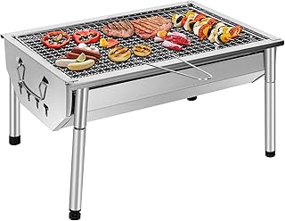Sunjas Picknickgrill Edelstahl Holzkohlegrill Kleiner Grill Portable Campinggrill Abnehmbare BBQ Grills für Outdoor Garten Party usw. (40 x 28 x 21.5 cm)