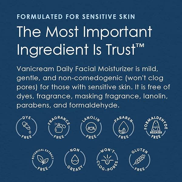 VANICREAM DAILY FACIAL MOISTURIZER WITH CERAMIDES AND HYALURONIC ACID – FORMULATED WITHOUT COMMON IRRITANTS FOR THOSE WITH SENSITIVE SKIN, 3 FL OZ (PACK OF 2)