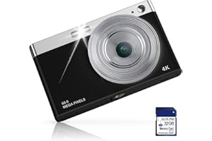 Digital Camera 4K 50MP with 32GB SD Card 2.88" IPS LCD Screen Auto Focus 16x Digital 9 Special Shooting Modes Zoom Beginner P
