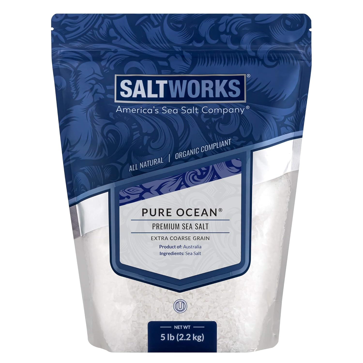 SaltWorks Pure Ocean Sea Salt, Coarse Grain, 5 Pound Bulk Bag: Grocery & Gourmet Food