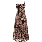 BTFBM Women's Summer Dress Sleeveless Spaghetti Strap Midi Dress Sexy Cowl Neck Floral Cocktail Dress Party Dresses
