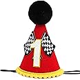 1st Birthday Outfit Hat - Racing Car Vintage Decorations, Boy Fast Photo Props, Red Party Hat