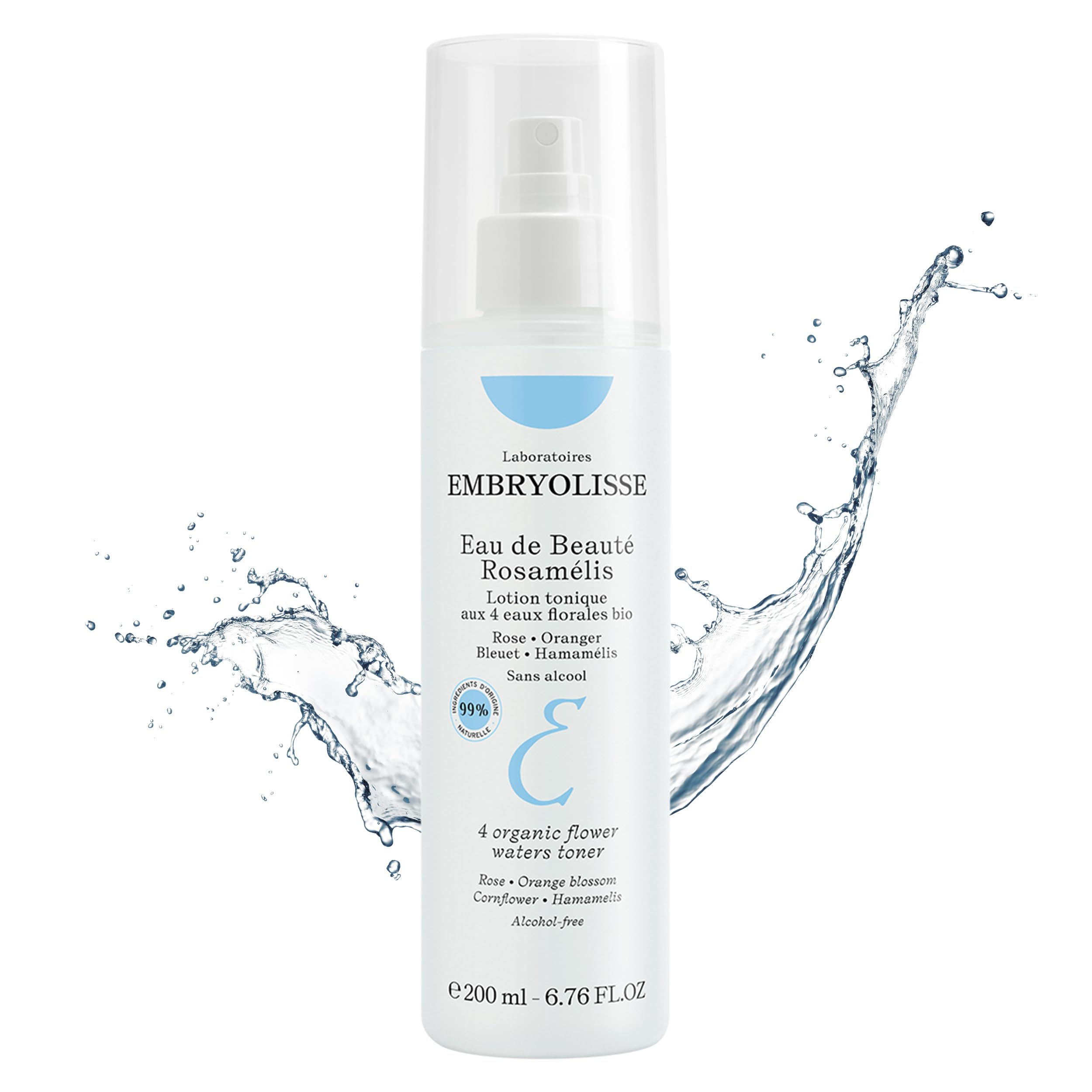 Embryolisse Eau De Beauté Rosamélis, Gentle Tonic Lotion Soften and Re-Texturise Skin, Healthy, Youthful Glow, Rich with Rose, orange blossom, cornflower and hamamelis - 200ml (Packaging May Vary)