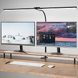 Hensam Desk Lamp 80cm Double Head Clip On Dimmable Eye-Caring 5 Color Modes