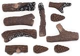 ukiyo 10-Piece Ceramic Fireplace Wood Set - Bio-Ethanol Gas Log Pine Cones view 4