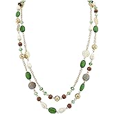 Bocar Long Necklaces for Women Trendy, Boho Layered Crystal Beaded Collar Necklaces for Women, Fashion Statement Necklaces Jewelry