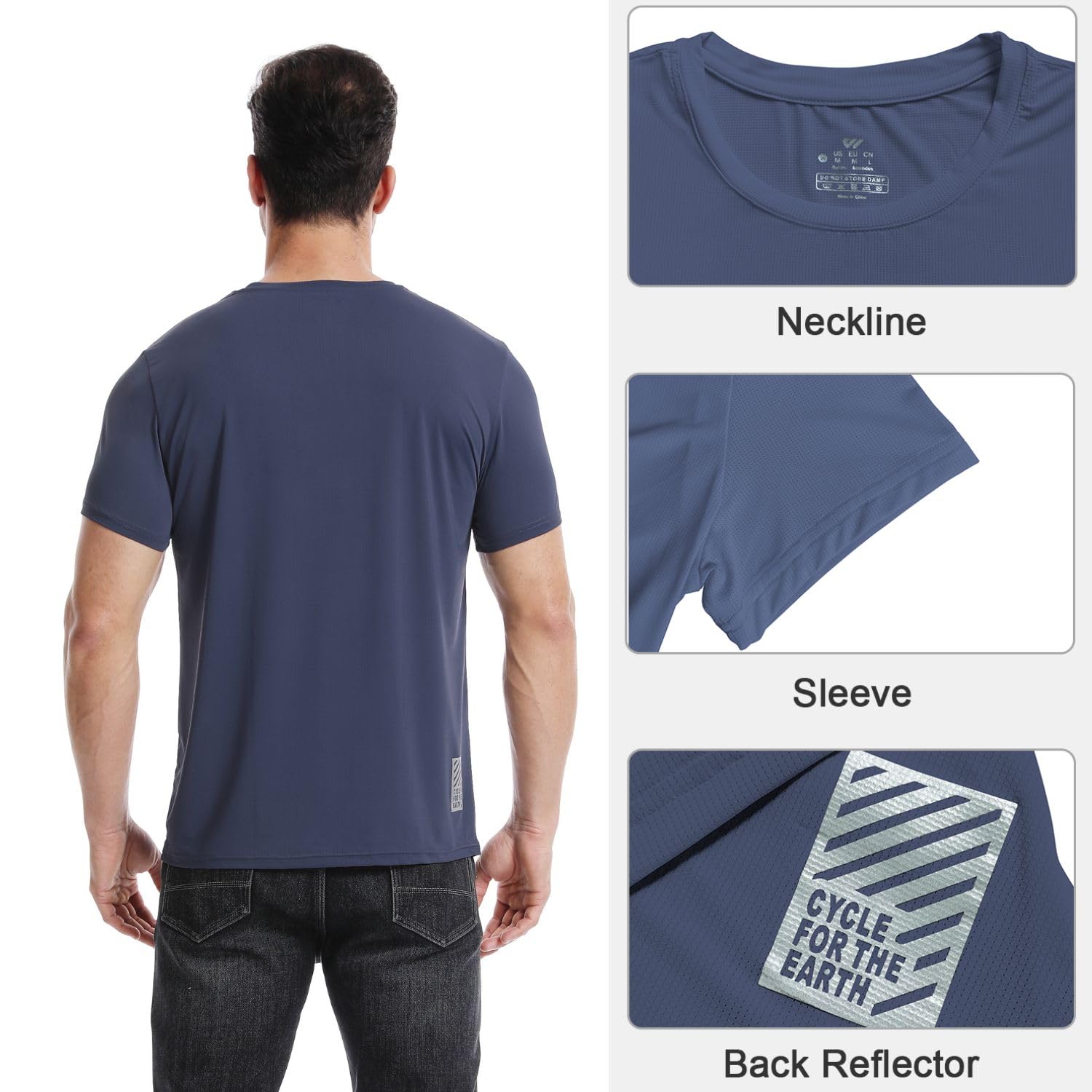 3 or 5er Pack Sport Tshirts Herren Kurzarm,Funktionsshirt Atmungsaktiv & Schnelltrocknend,Fitness Shirt für Training,Laufen,Wandern,Gym,Outdoor-Sport Grau Blau-Rot-Grau M 4