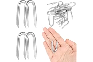 OUSCHR 2.3mm Steel Wire Fencing Staples, 1 Inch Galvanized U-Shaped Fastening Nails for Fence or Wire Mesh, 200 PCS