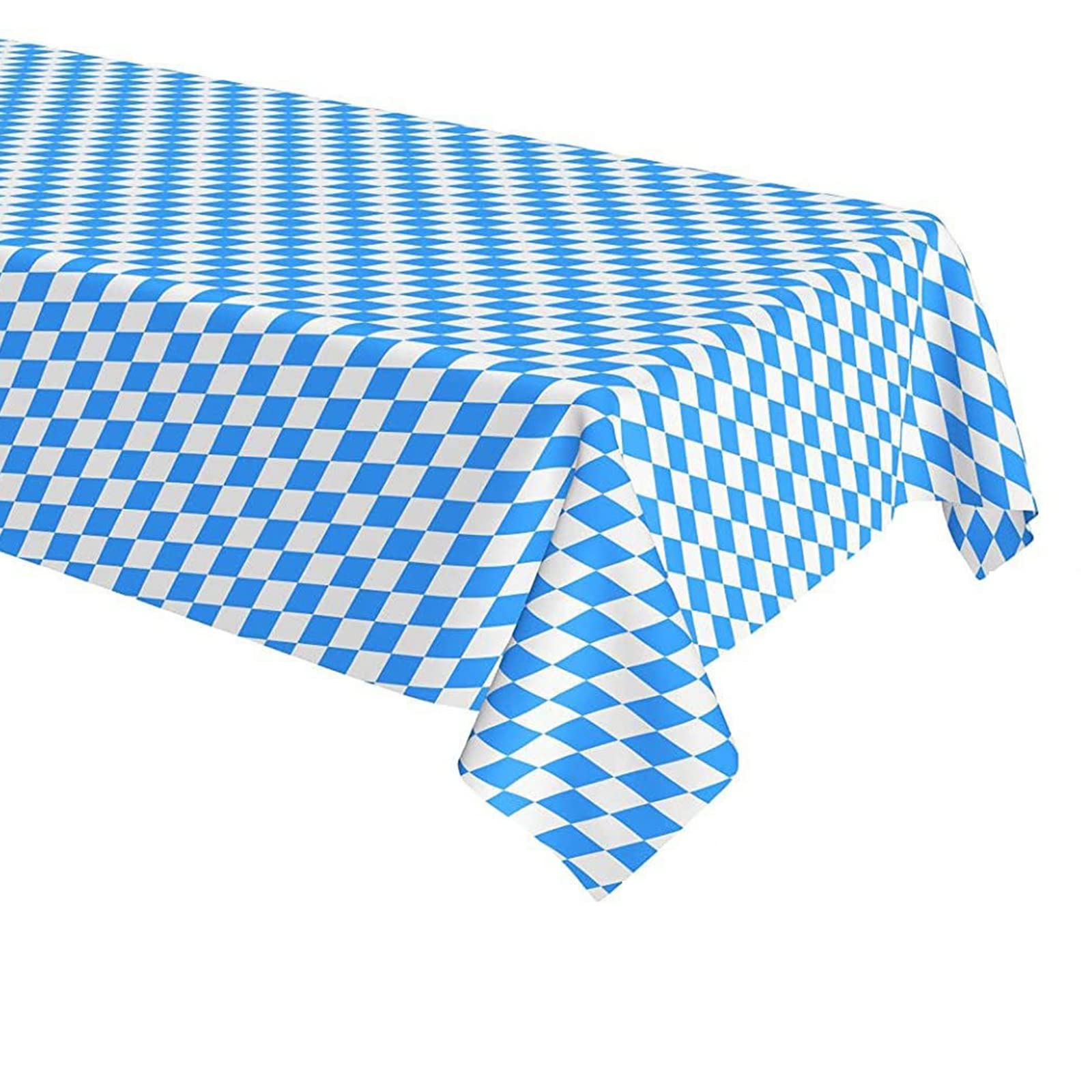 POPOYU Oktoberfest Tablecloth Blue White Diamond Checkered Plastic Table Cover 130 * 220cm for German Oktoberfest Themed Party Decorations Bavarian Beer Party Favors Supplies