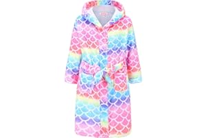 QPANCY Girls Robe Kids Bathrobes Soft Plush Fleece Pajamas Sleepwear