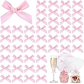 Mini Pink Bows Decor - 100pcs Tiny Bows for Crafts Wedding Party Decorations Gift Wrapping Supplies Satin Bow in Bulk