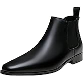 Jousen Chelsea Boots Men Polished Leather Dress Boots Stylish Classic Retro Slip On Boots for Men