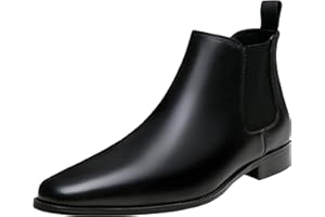 Jousen Chelsea Boots Men Polished Leather Dress Boots Stylish Classic Retro Slip On Boots for Men