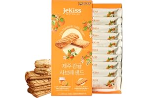 K FOOD KOREAN FOOD Korean Food JEKISS Jeju Mandarin Sable Sand Cookies 10ea – Crunchy Butter Biscuit with Jeju Mandarin Cream, Individually Wrapped Pieces, Perfect for Gifting (180g)