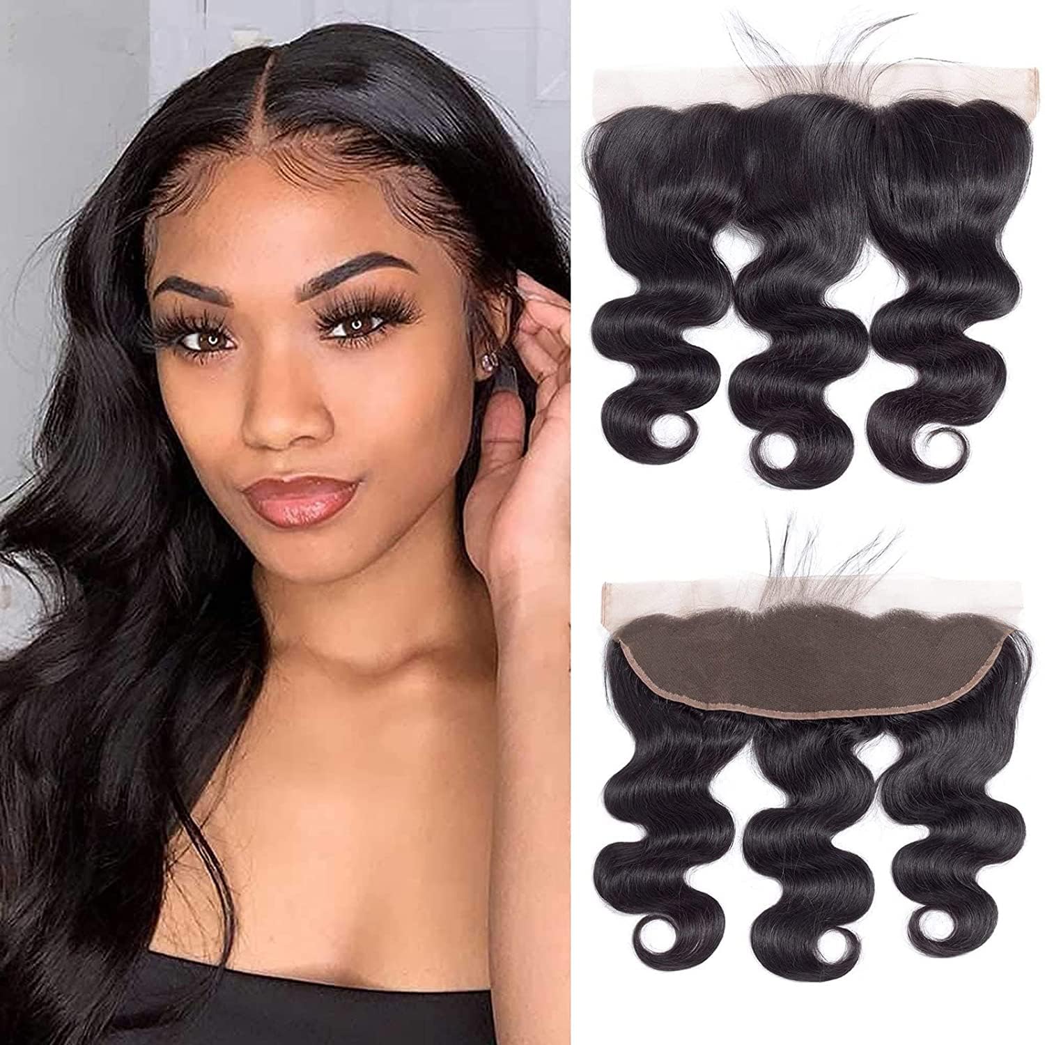 13X4 Lace Frontal Closure Full Lace Frontal Ear To Ear Body Wave Unprocessed Brazilian Virgin Human Hair Closures With Baby Hair Free Part Natural Black Color 12 Inch โ image 1