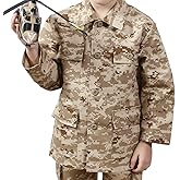 Rothco Kids Camo BDU Shirt - Cargo Uniform Jacket Long Sleeve Utility Shacket, Desert Digital Camo, L