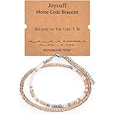 Birthday Gifts for Women Layered Morse Code Bracelets for Mom Aunt Friends Wife Her Beaded Strand Bracelet