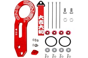 AULESSE Rear Tow Hook Bumper Pintle Hook Pintle Hitches Receiver Hook Quick Release Bumper Tow Strap Tow Hook Multi-Functional Connection Accessory Compatible with Most Cars(Red)