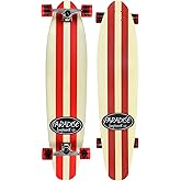 Paradise Longboard Kicktail Complete Cruiser Skateboard, Red Stripe, 9" x 44"