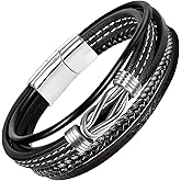 Enjoy Risingsun Men Bracelet Leather Infinity Bracelet Black Cool Jewelry gift for men multilayer stackable braclets bangle