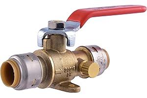 SharkBite Max 1/2 Inch Ball Valve with Drain Vent and Mounting Bracket, Push to Connect Brass Plumbing Fitting, PEX Pipe, Cop