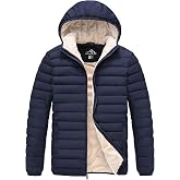 Apexshift Men's Puffer Jacket Winter Fleece Lined Coat Full Zip Hoodie | Sherpa Lined, Windproof, Water Resistant, Premium Metal Zipper, Ideal for Commute, Driving, Casual &amp; Everyday Wear