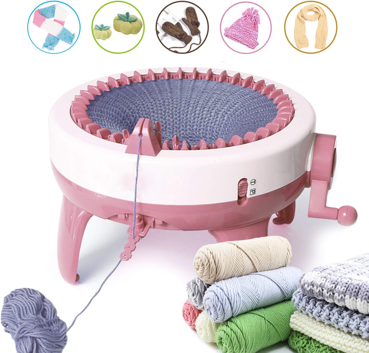 Knitting Machine, 40 Needles Smart Weaving Loom Round Knitting Machines, Knitting Board Rotating Double Knit Loom for Sock/Hat/Pumpkin, Knitting Loom Machines Kit Weaving Loom for Adults or Kids